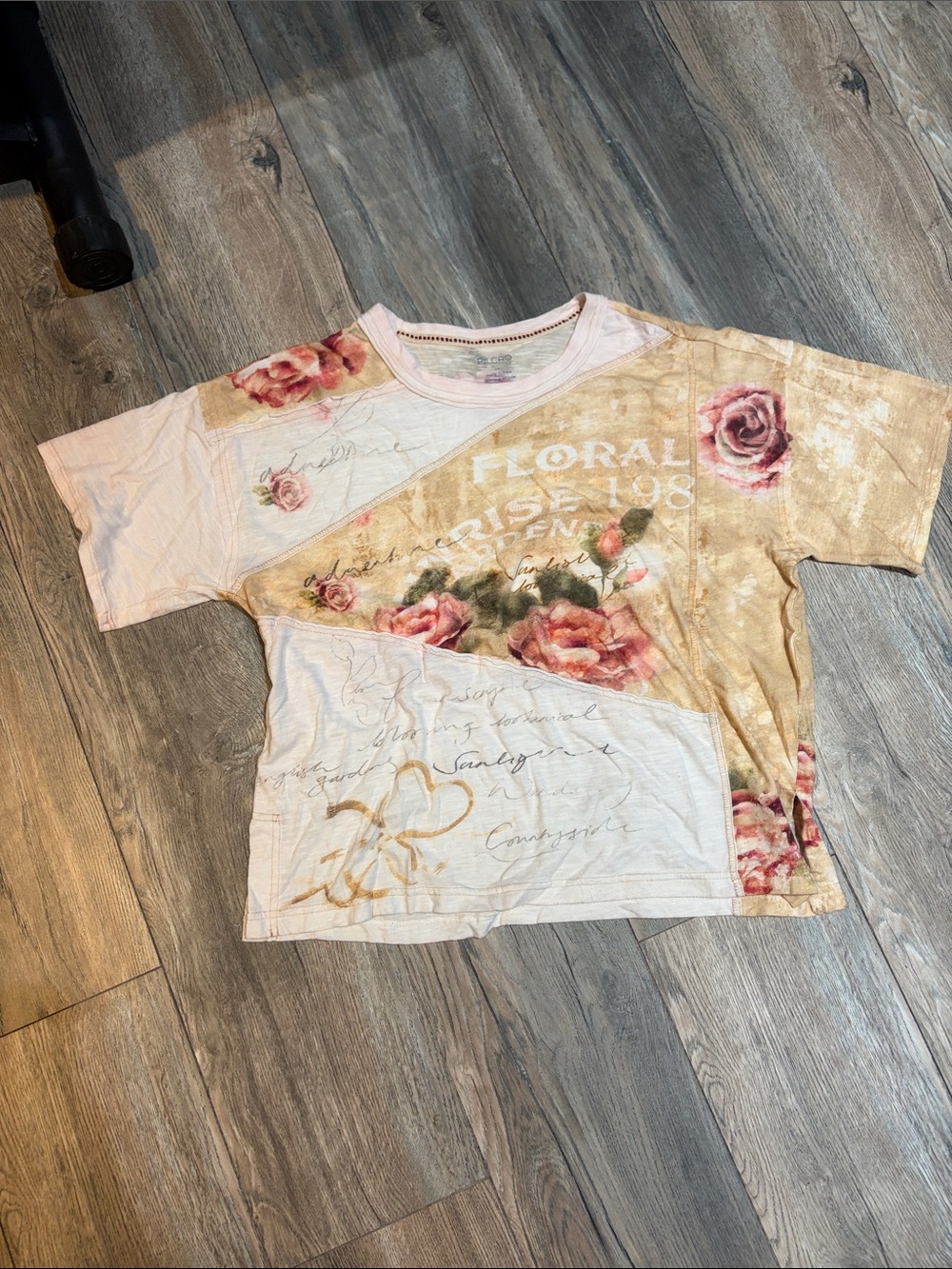 Pilcro Pink & Cream Floral Patchwork Tee